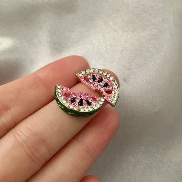 Watermelon Summer Crystal Stud Earrings - Picture 6 of 10